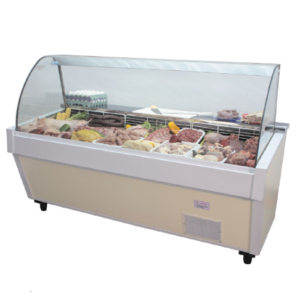 Heladera Exhibidora BATEA Vitrina de Vidrio Curvo 2,00 Mts.